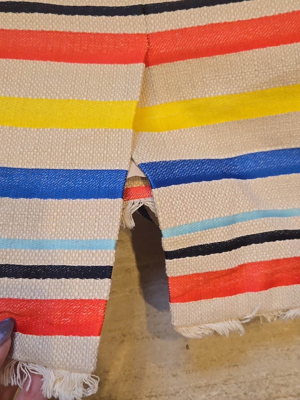 J. Crew Multi-Colored Striped Fringed Hem  Pencil Skirt - Picture 8 of 9